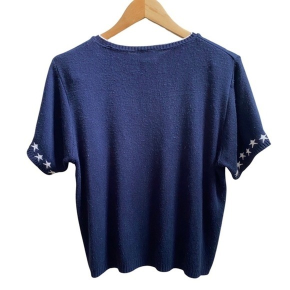 Vintage USA Flag Short‎ Sleeve Knit Top Medium America Preppy - Picture 5 of 5